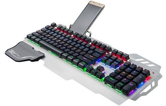 Wired Gaming Mechanical Keyboard With A Mobile Phone Holder And Carpal Support Extremely Fast Green Shaft