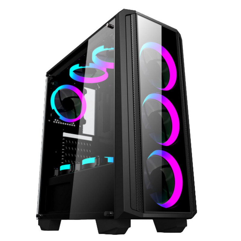 RGB ανεμιστήρας περίπτωσης τυχερού παιχνιδιού περίπτωσης υπολογιστών γραφείου με την μπροστινή περίπτωση επιτροπής ATX δικτύου σιδήρου επιτροπής γυαλιού