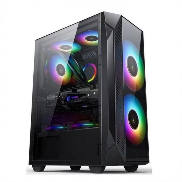 ETEK ATX/Matx Υπολογιστική θήκη Ελαστικό γυαλί σε πλευρική και εμπρόσθια στήριξη Φανατές 2x14cm ή 3x12cm στο εμπρόσθιο στήριγμα Rad