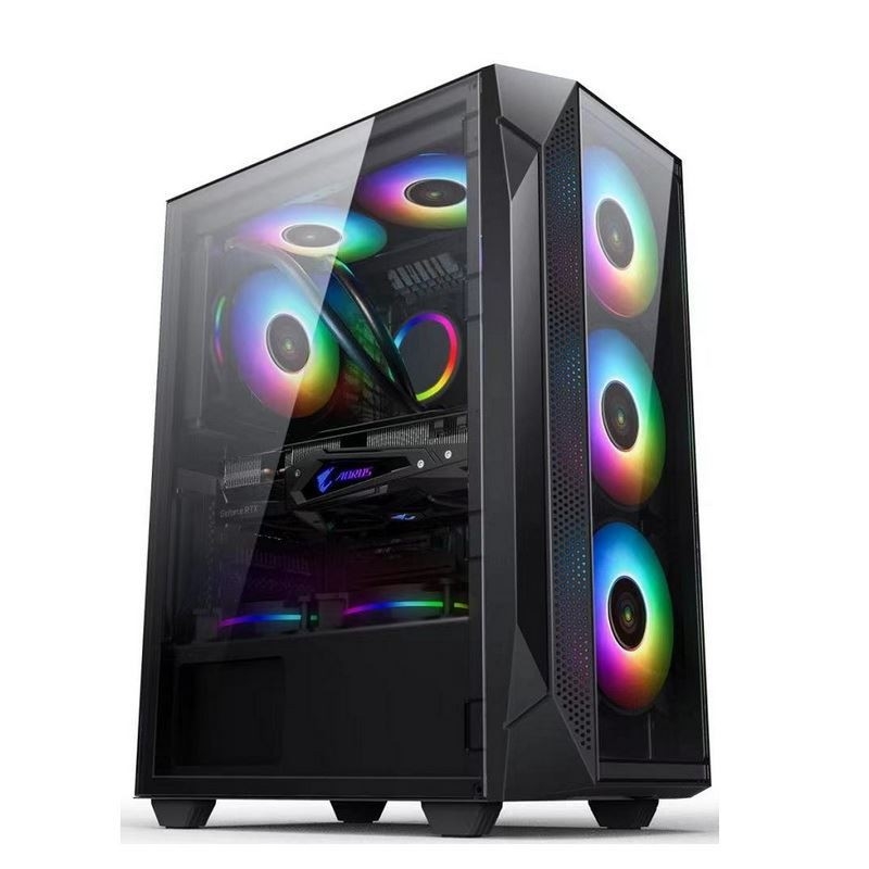 ETEK ATX/Matx Υπολογιστική θήκη Ελαστικό γυαλί σε πλευρική και εμπρόσθια στήριξη Φανατές 2x14cm ή 3x12cm στο εμπρόσθιο στήριγμα Rad