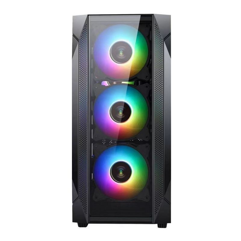 ETEK ATX/Matx Υπολογιστική θήκη Ελαστικό γυαλί σε πλευρική και εμπρόσθια στήριξη Φανατές 2x14cm ή 3x12cm στο εμπρόσθιο στήριγμα Rad