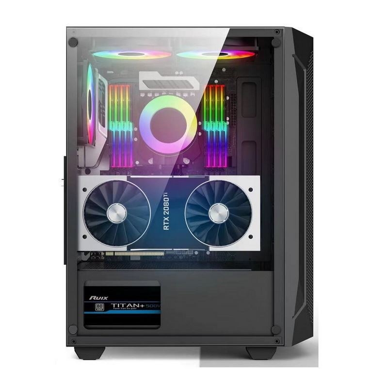 ETEK ATX/Matx Υπολογιστική θήκη Ελαστικό γυαλί σε πλευρική και εμπρόσθια στήριξη Φανατές 2x14cm ή 3x12cm στο εμπρόσθιο στήριγμα Rad