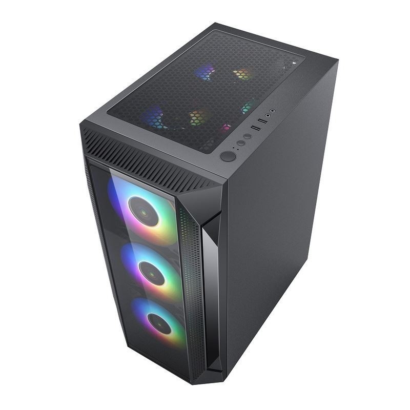 ETEK ATX/Matx Υπολογιστική θήκη Ελαστικό γυαλί σε πλευρική και εμπρόσθια στήριξη Φανατές 2x14cm ή 3x12cm στο εμπρόσθιο στήριγμα Rad