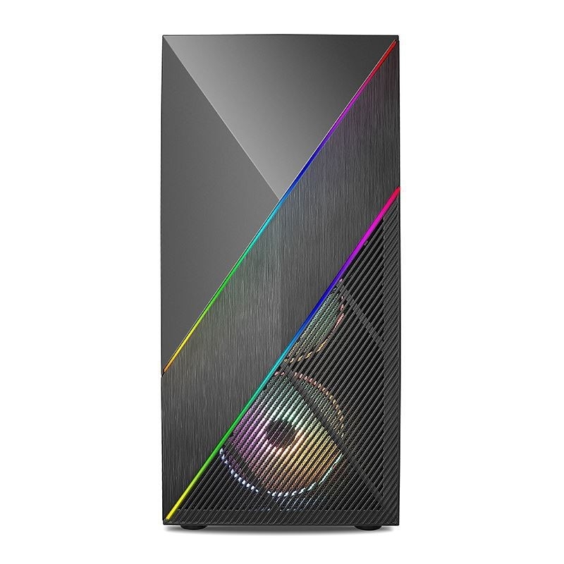 ETEK - PC Mid Tower Case Irregular και Mesh Front Panel με ARGB LED Strip,Εντεμπερισμένο Πίνακα Παράμεσης Γυαλιού,Επάνω Πίνακα I/O