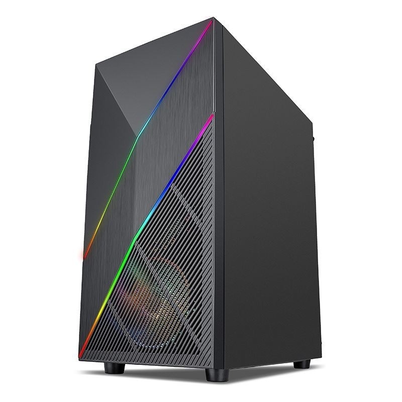 ETEK - PC Mid Tower Case Irregular και Mesh Front Panel με ARGB LED Strip,Εντεμπερισμένο Πίνακα Παράμεσης Γυαλιού,Επάνω Πίνακα I/O