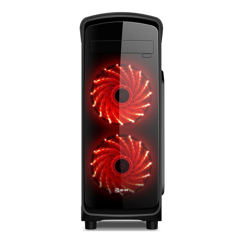 ETEK ATX Κεφάλαιο μεσαίου πύργου Ακρυλικό μπροστινό και πλευρικό πάνελ πλήρης οπτική γωνία Μαύρο και άσπρο