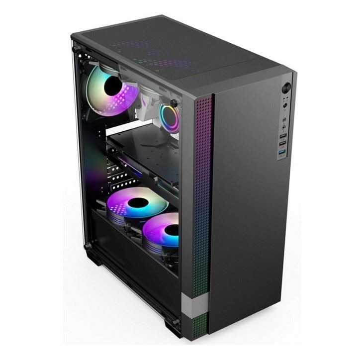 Κεφάλαιο παιχνιδιών PC Mid-Tower ETEK Κεφάλαιο παιχνιδιών PC Mid-Tower ATX Υποστήριξη υπολογιστών 6 ανεμιστήρες ARGB, θραύσιμο γυάλινο πλάι Pandel.