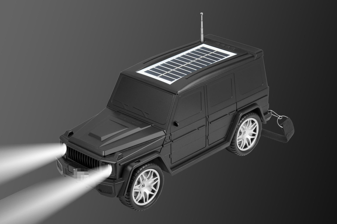 Κλασικός ομιλητής Bluetooth σε σχήμα αυτοκινήτου συνδυάζει ηλιακό φακό και λειτουργίες ραδιοφώνου για ταξίδια στο σπίτι