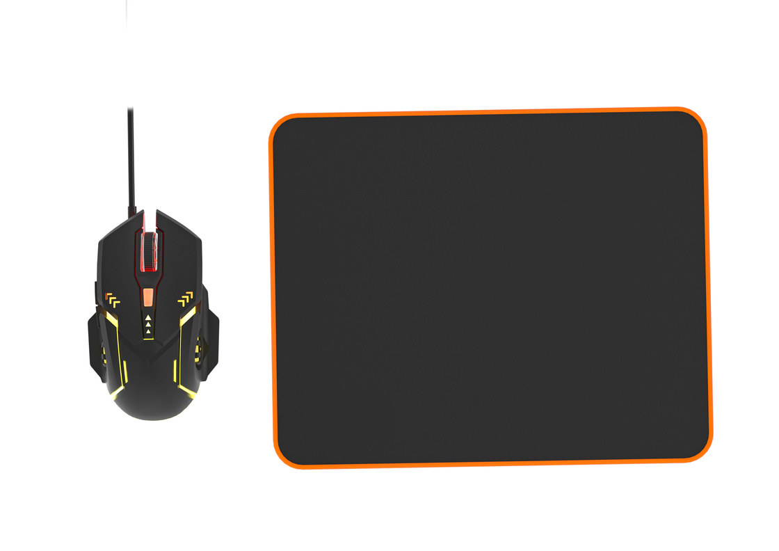 Στατικό φωτισμό με χρώμα ουράνιο τόξο High-end Carbon Film Keyboard 6D Wired Gaming Mouse με εργονομική άνετη πίνακα ποντικιού