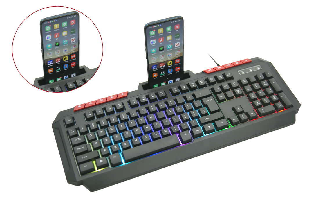 Προσαρμόσιμο φορητό Rainbow Backlit Gaming Keyboard με 104 πλήκτρα και 10 γρήγορα πλήκτρα για χρήστες που αναζητούν αποτελεσματική εργασία
