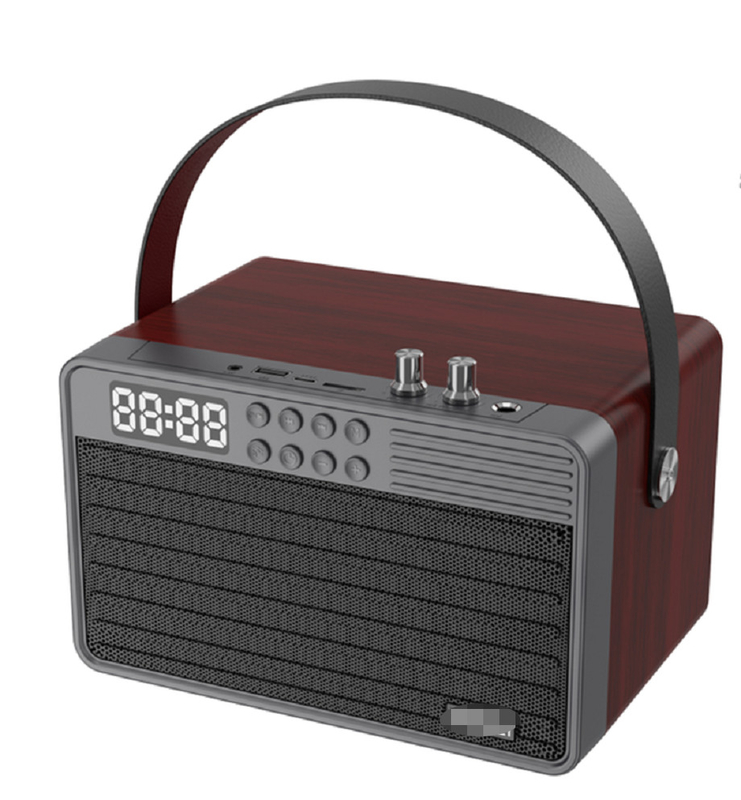 Υποστηρίζει Bluetooth AUX TF Card U Disk FM Radio Ασύρματο μικρόφωνο ξύλινο ABS υλικό σιδερένιου πλέγματος 2400mAh μπαταρία