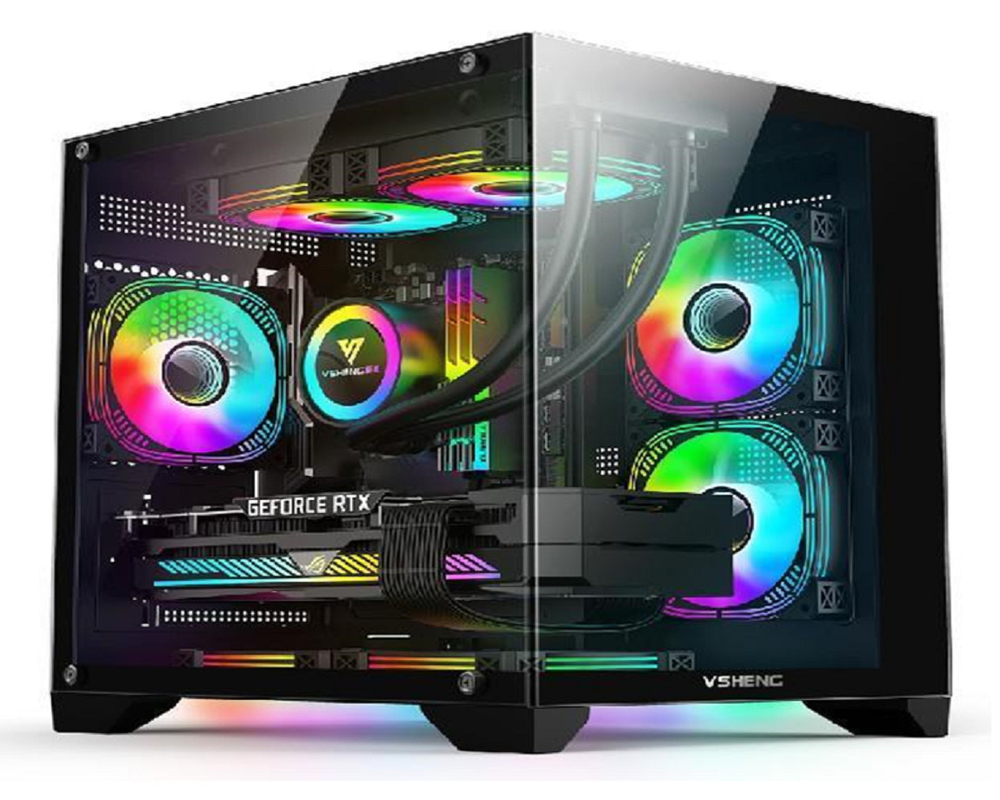 Πανοραμικό σχεδιασμό RGB φωτισμός υποστηρίζει Micro-ATX / Mini-ITX Fits 330mm GPUs 4 Slots και 170mm CPU Coolers 6 Φαν mounts