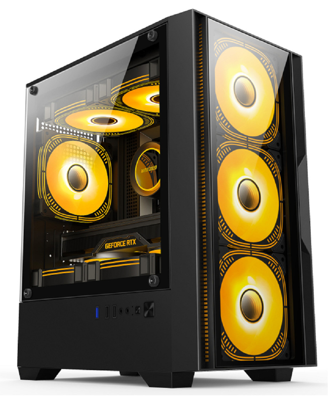 Συμβατό με τις μητρικές πλακέτες M-ATX/ITX εγκατάσταση διπλής λειτουργίας διάταξη 5 ανεμιστήρων Πανοραμικό πλευρικό φωτισμό Υποθήκη υπολογιστή για gamers μεσαίας κατηγορίας