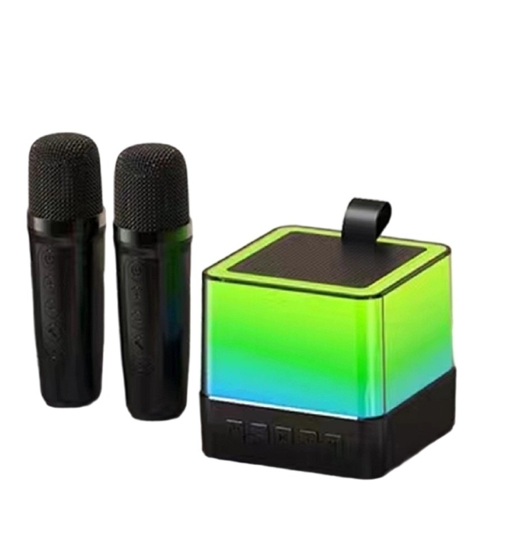 Πολυχρωματικό LED Mini Cube Speaker 89mm Ακούγεται τέλειο για πάρτι και καραόκε σε μαύρο / λευκό / ροζ