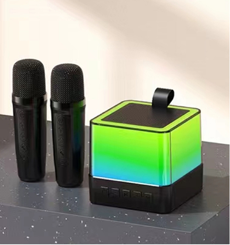 Πολυχρωματικό LED Mini Cube Speaker 89mm Ακούγεται τέλειο για πάρτι και καραόκε σε μαύρο / λευκό / ροζ