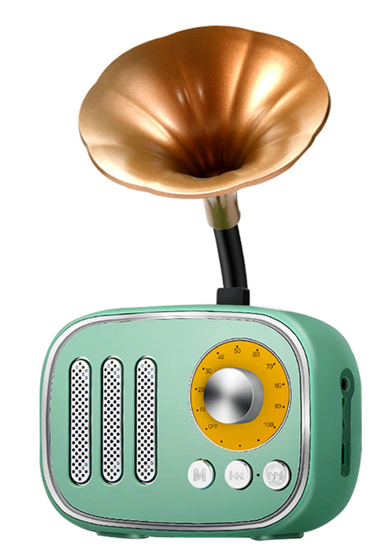 Ακουστικά Bluetooth Υποστηρίζει Bluetooth AUX TF Card Και FM Radio Playback 1200mAh μπαταρία Μίνι Ρετρό Τρομπέτα Σχεδιασμός 125 × 66 × 205mm
