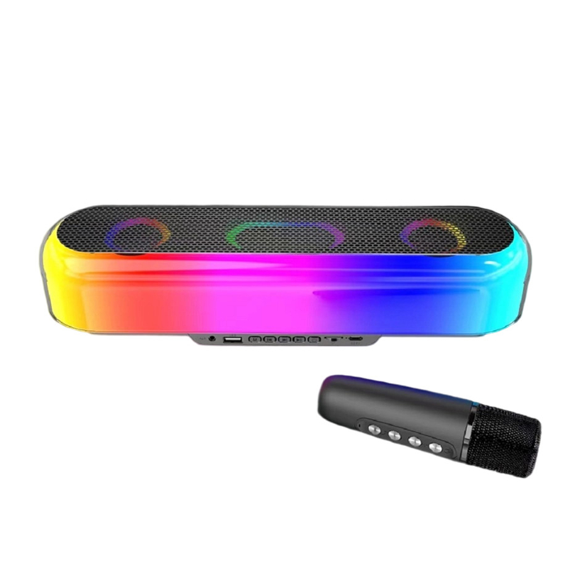10W RMS Δύναμη 52mm Ηχείο 1500mAh μπαταρία Υποστηρίζει Bluetooth TF κάρτα μέχρι 32GB FM ραδιόφωνο Πολυχρωματικά LED φώτα