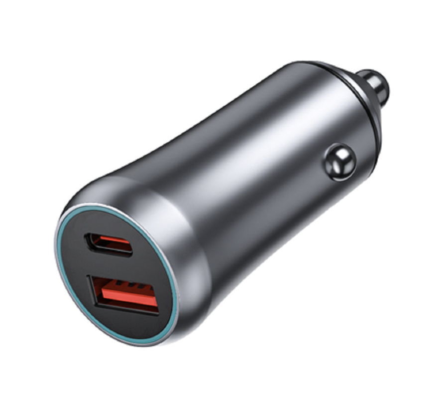 Δύο θύρες USB-C φορτιστή αυτοκινήτου 48W με PD 20W & QC 18W, 12-24V DC εισροή, ABS + PC πυρόσβεση