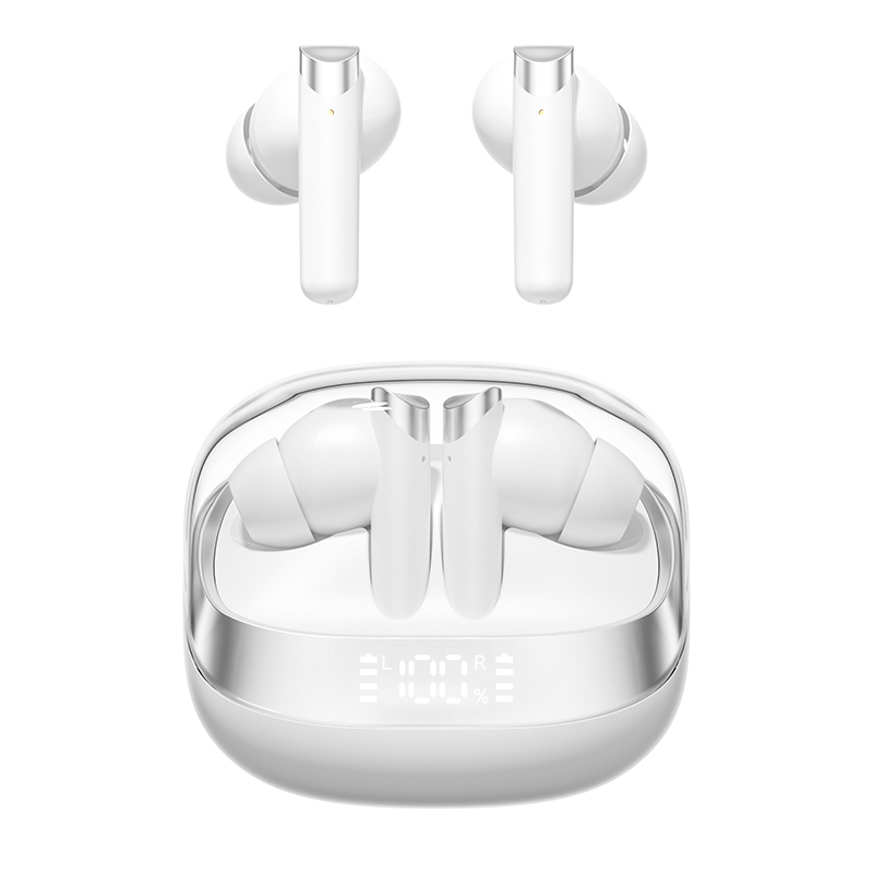 Ασύρματα Ακουστικά ETEK Bluetooth 5.4 ANC F10 με Ηχείο Χάλκινου Δακτυλίου, Θήκη 300mAh, Μαύρο Λευκό Χρώμα