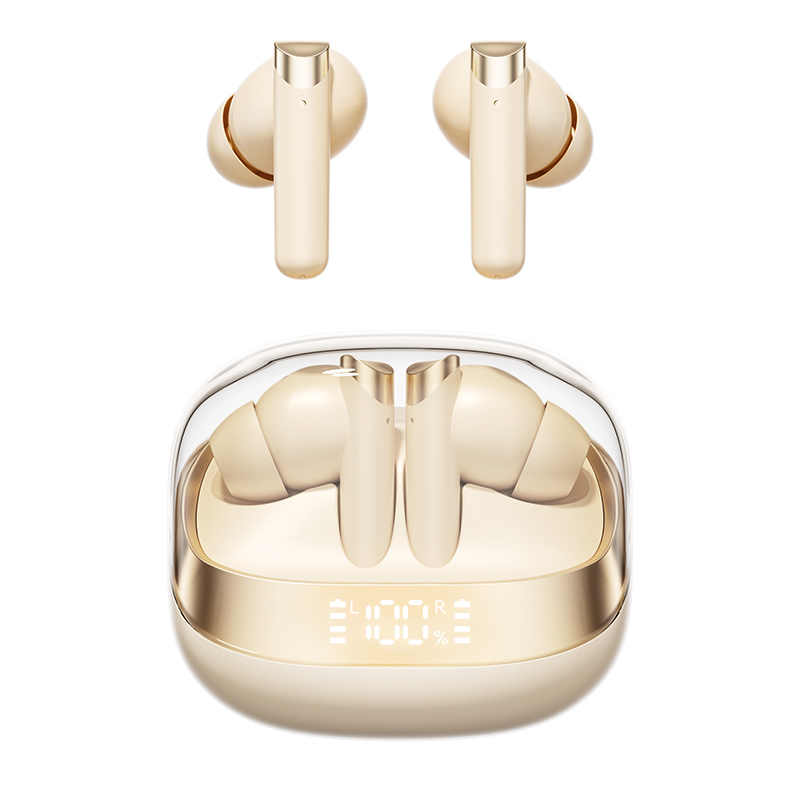 Ασύρματα Ακουστικά ETEK Bluetooth 5.4 ANC F10 με Ηχείο Χάλκινου Δακτυλίου, Θήκη 300mAh, Μαύρο Λευκό Χρώμα