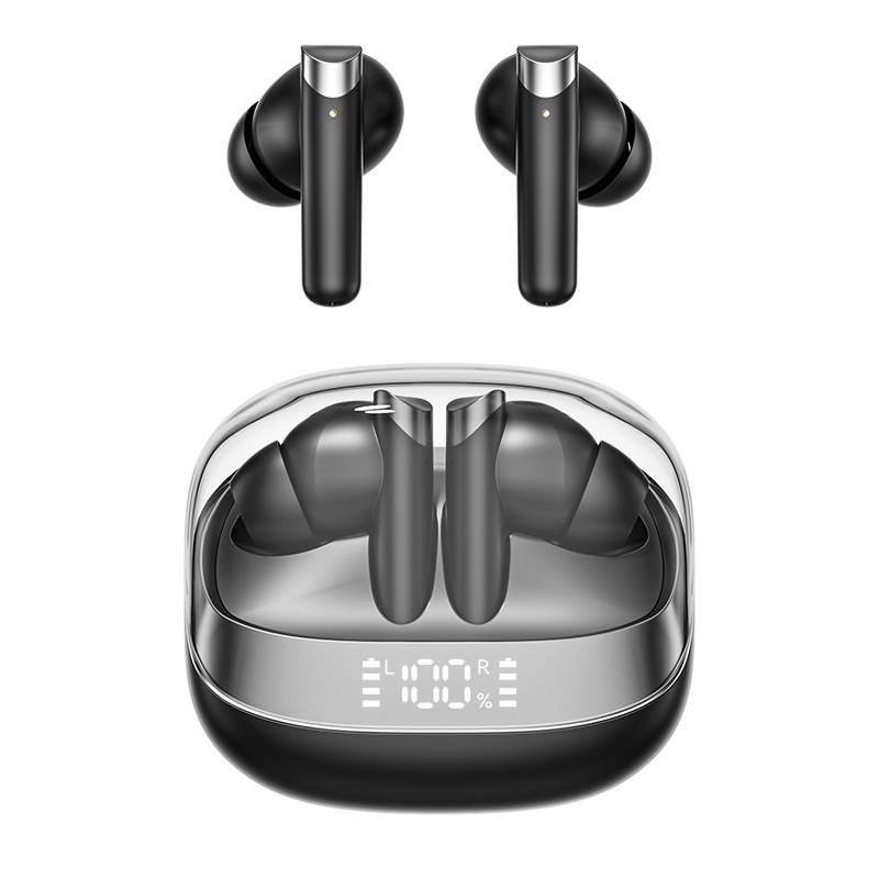 Ασύρματα Ακουστικά ETEK Bluetooth 5.4 ANC F10 με Ηχείο Χάλκινου Δακτυλίου, Θήκη 300mAh, Μαύρο Λευκό Χρώμα