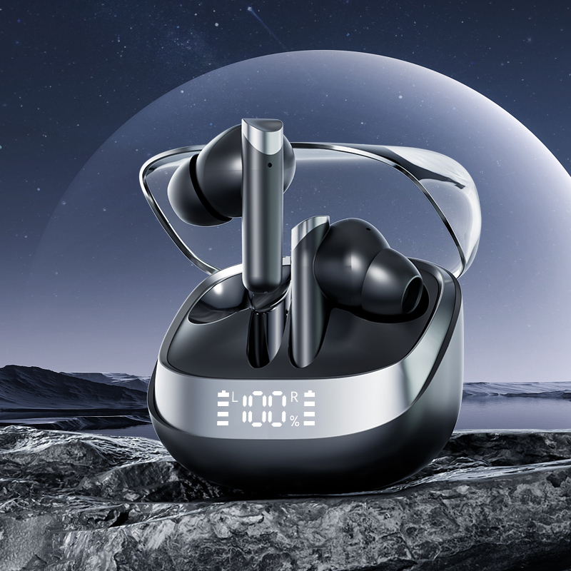 Ασύρματα Ακουστικά ETEK Bluetooth 5.4 ANC F10 με Ηχείο Χάλκινου Δακτυλίου, Θήκη 300mAh, Μαύρο Λευκό Χρώμα