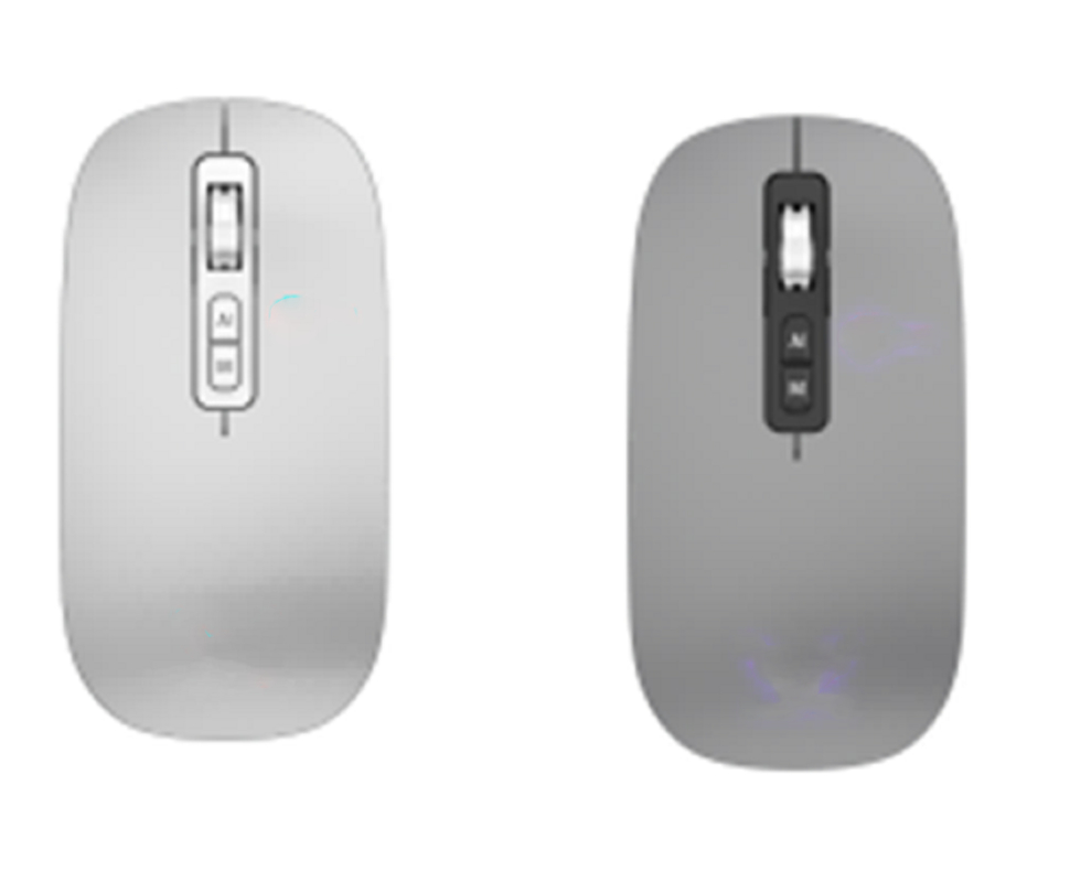 2.4G ασύρματο και Bluetooth AI ποντίκι προσφέρει ρυθμιζόμενες ρυθμίσεις DPI 800/1200/1600 Διαφανές Ασημένιο Γκρίζο