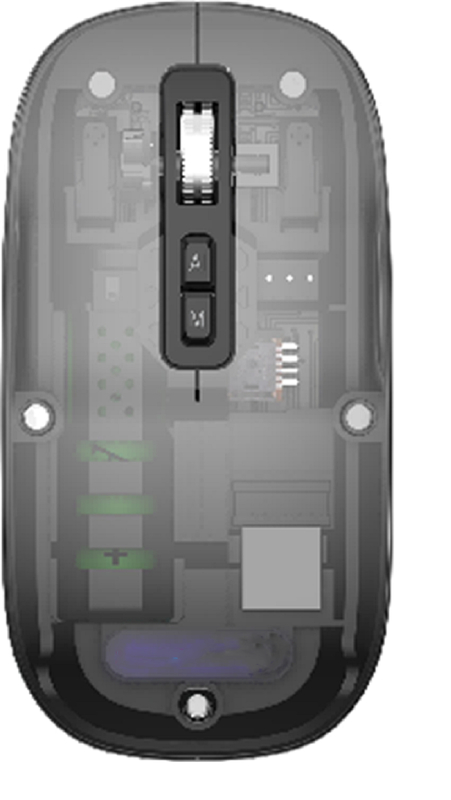2.4G ασύρματο και Bluetooth AI ποντίκι προσφέρει ρυθμιζόμενες ρυθμίσεις DPI 800/1200/1600 Διαφανές Ασημένιο Γκρίζο