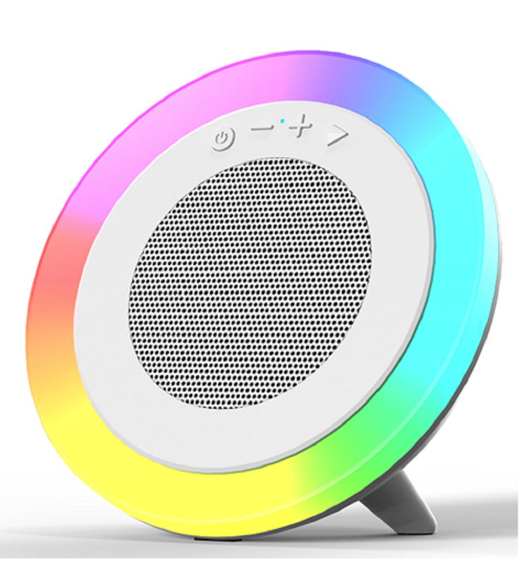 Λευκό ηχείο Bluetooth τριών λειτουργιών 66MM 5W Έξοδος 1200mAh Μπαταρία Υποστηρίζει Αναπαραγωγή USB/TF/AUX και Φωτισμό RGB