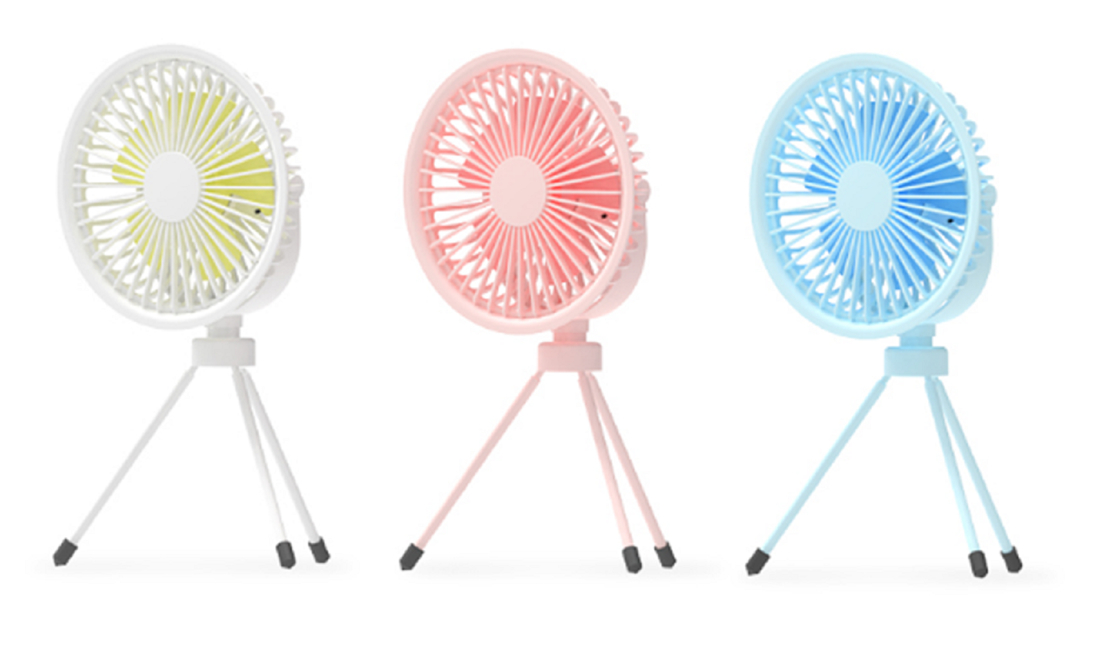 ETEK 3-in-1 φορητός ανεμιστήρας (Pink/Blue/White), μπαταρία 2000mAh (4H φόρτιση), υλικό ABS+PP+Ατσάλι, τρίποδο/εξάρτηση/χειριζόμενο 3 λειτουργίες