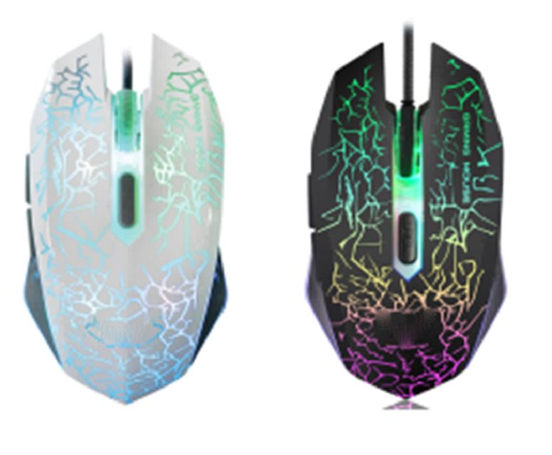 ETEK Wired Gaming Mouse,2400 DPI, 6 κουμπιά, RGB πολύχρωμο φως αναπνοής, διεπαφή USB, καλώδιο 1,5m ((Μαύρο, Λευκό)