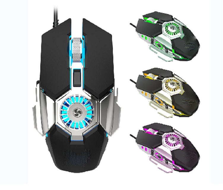 Ποντίκι RGB Gaming 6 κουμπιών Ρυθμιζόμενο DPI 1000/1600/3200/6400 Πολύχρωμο Φως Αναπνοής ABS 8M Διάρκεια ζωής κλικ 5V/100mA