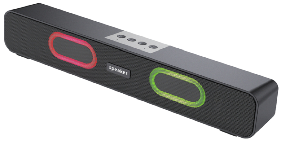 Φορητό ηχείο Bluetooth 10W πολλαπλών λειτουργιών, TF/USB/FM/AUX, κλήση hands-free, διπλό διάφραγμα με φως, 1200mAh, Μαύρο