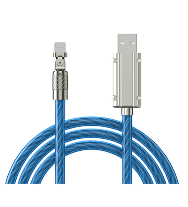 Καλώδιο LED περιστρεφόμενο ETEK 1M, TPE, 4-πύρηνο, Γρήγορη φόρτιση & Δεδομένα, Κράμα ψευδαργύρου, Λευκό/Μπλε/Κόκκινο/Πράσινο