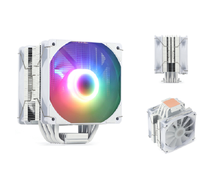 ETEK 6-Pipe RGB CPU Cooler, Δύο ανεμιστήρες PWM 120mm, Υποστηρίζει AMD, 153*100*122mm, ιδανικό για παιχνίδια και επιτραπέζια υπολογιστές υψηλής απόδοσης