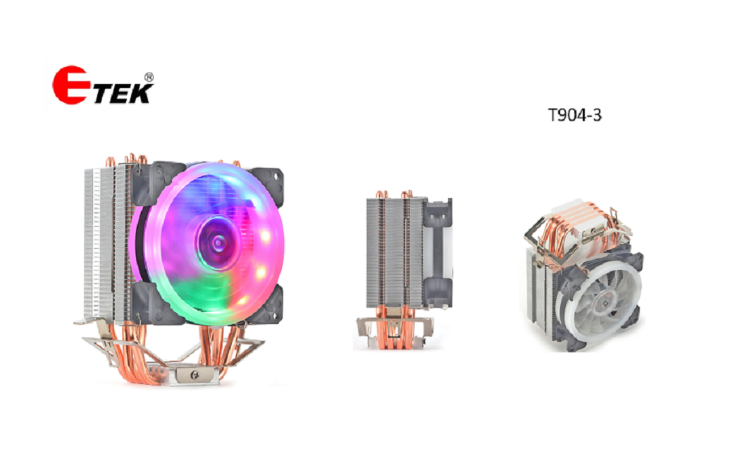 ETEK 4-Heatpipe CPU Cooler, 92mm Fan, Fixed RGB, Hydraulic Bearing, ιδανικό για μικρές κατασκευές και μικρούς υπολογιστές