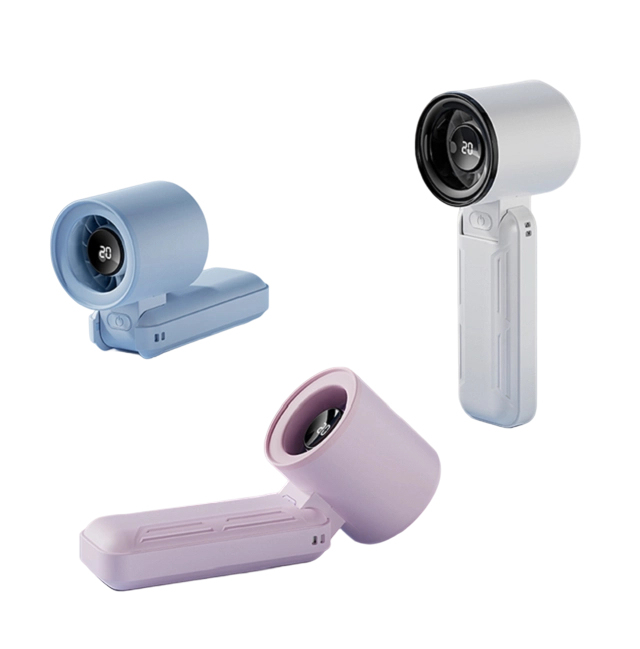 Αναδιπλούμενο USB ανεμιστήρας υψηλής ταχύτητας με οθόνη LED, 3000mAh, 5 ταχύτητες, Type-C, Μαύρο/Μωβ/Μπλε/Λευκό, για ταξίδια, γραφείο και υπαίθρια χρήση