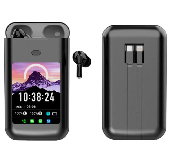 Έξυπνα ακουστικά TWS με θήκη φόρτισης 5000mAh, Bluetooth 5.4,Ακύρωση θορύβου ENC, ειδοποιήσεις μηνυμάτων πολλαπλών εφαρμογών (WeChat/WhatsApp/FB)