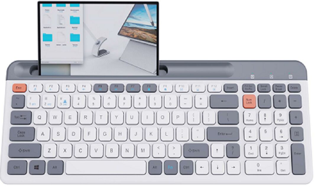 Τρι-Mode Wireless Office Keyboard, ABS Full Housing, Silver Paste Membrane, 2.4G + Bluetooth + USB, 381*145*25.5mm, 370g