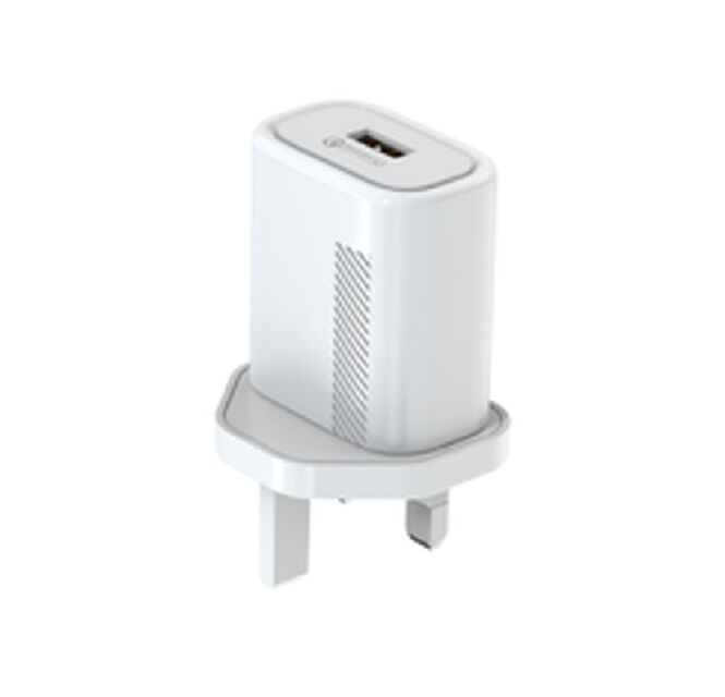18W Quick Charge 3.0 Wall Charger, US Plug, έξοδος πολλαπλής τάσης (5V-12V), συμπαγές 62.5*43*27mm, AC 100-240V εισροή