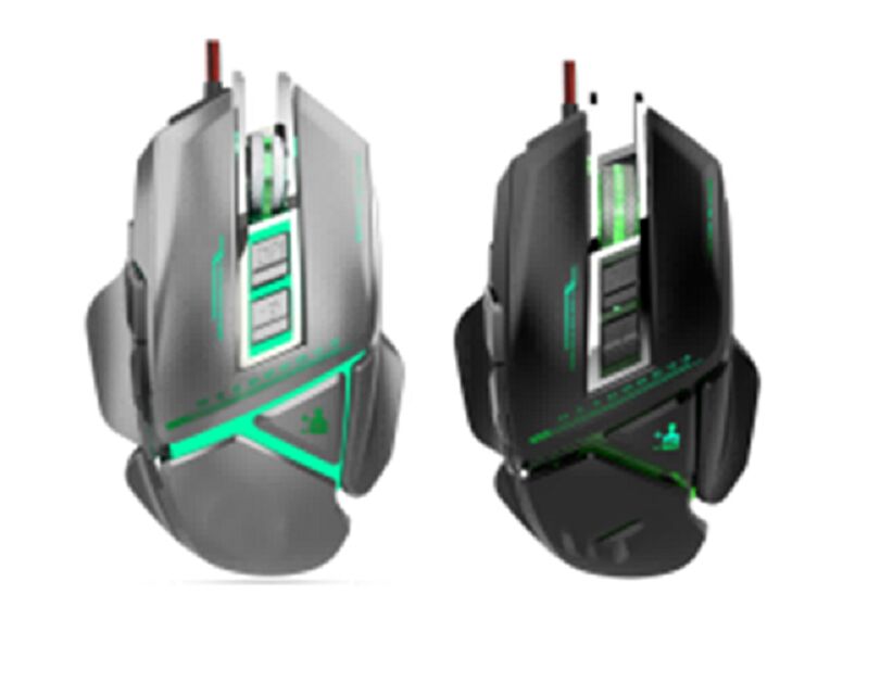 RGB Breathing Light Wired Gaming Mouse με ρυθμιζόμενο ανεμιστήρα, αισθητήρα 3050IC, 8 κουμπιά, 3200 DPI, 20M Click Life, μαύρο/GUN