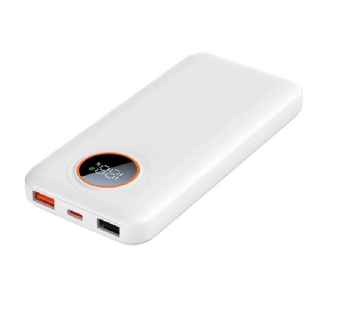 10000mAh PD 22.5W Power Bank,Type-C In/Out, USB-A, Grade A Cell, Μαύρο/Λευκό, με καλώδιο γρήγορης φόρτισης