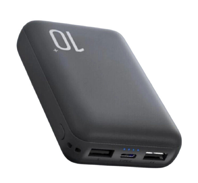 Power Bank 10000mAh Dual-Cell, Li-Po Βαθμού Α, Έξοδος 10W, Είσοδος Type-C+Micro USB, Μαύρο/Λευκό