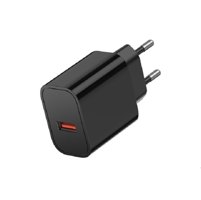 Φορτιστής USB 18W QC3.0, Μονής Θύρας, Παγκόσμια Είσοδος 100-240V, Μαύρο/Λευκό