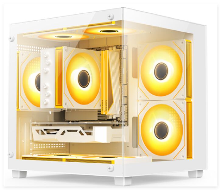 Compact θήκη υπολογιστή από γυαλί, Micro-ATX/ITX, Υδρόψυξη 240mm, Φίλτρο σκόνης στο επάνω μέρος, Λευκό/Μαύρο