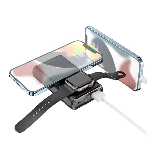 10000mAh 2-in-1 Ασύρματη Φόρτιση Power Bank, 15W Φόρτιση Τηλεφώνου + 2.5W Φόρτιση Ρολογιού