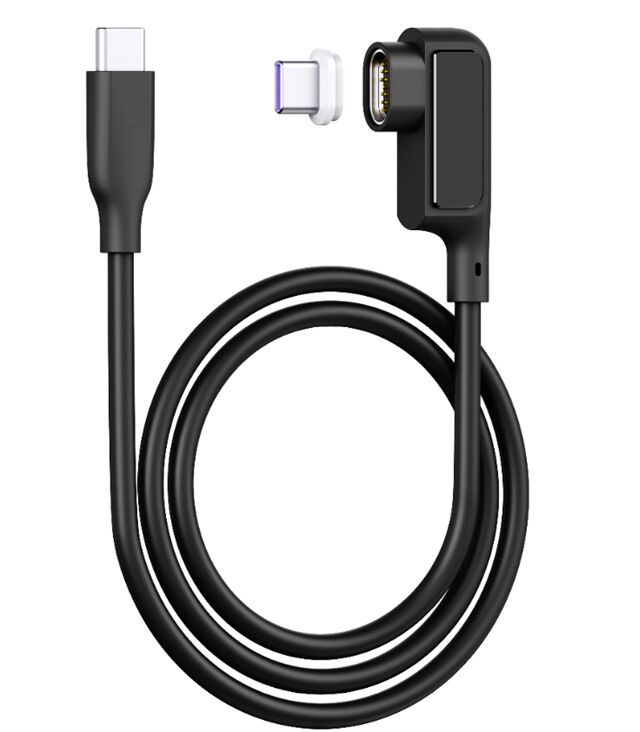 5A Μαγνητικό καλώδιο USB-C με ψηφιακή οθόνη, 0,5M, Σιλικόνη, Κεφαλάκι, 480Mbps, Μαύρο/Λευκό