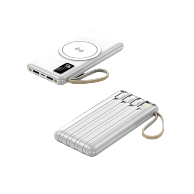 Ασύρματο Power Bank 10000mAh με 4 καλώδια, 3 χρώματα