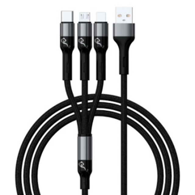 3-σε-1 ταχεία φόρτιση πλεγμένο καλώδιο (USB-A προς Lightning/Micro/Type-C), Αλουμινένιο κέλυφος