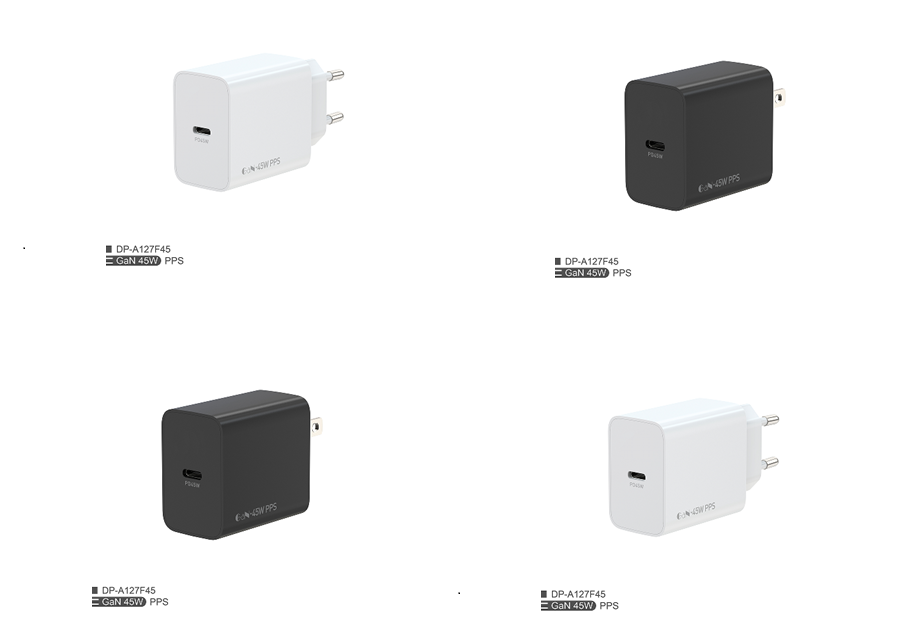 45W PD+QC γρήγορη φόρτιση (EU Plug), μαύρο/λευκό, χρωματικό κουτί